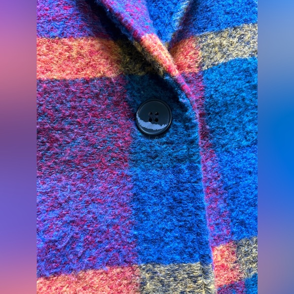 Rachel Zoe Multicolor Plaid Wool Blend Coat Size Small - Picture 5 of 6
